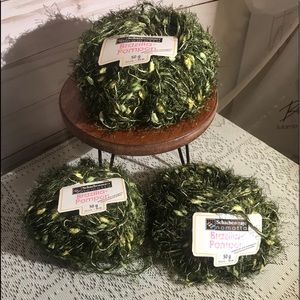 🧶 yarn lot! 3 green Brazillia Pompom Yarn!